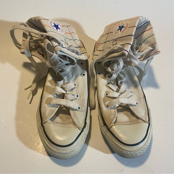 Chuck Taylor Converse Vintage Fold Over Striped Sneakers in SZ 4 1/2 See pics - Picture 2 of 10